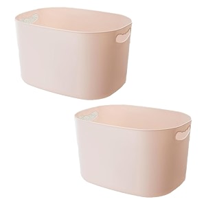 kuber industries multipurpose large storage box with handlebasket for cosmetic fruits storage 3430 l34  pack of 2beige