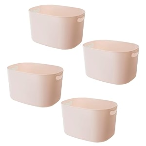 kuber industries multipurpose large storage box with handlebasket for cosmetic fruits storage 3430 l34  pack of 4beige