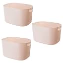Kuber Industries Multipurpose Large Storage Box With Handle|Basket For Cosmetic, Fruits, Storage "30 L" | Pack of 3|Beige|