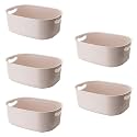 Kuber Industries Multipurpose Medium Storage Box With Handle|Basket For Cosmetic, Fruits, Storage "20 L" |Pack of 5| Beige|
