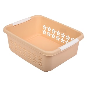 kuber industries multipurpose rectangle shape plastic storage basket for kitchen fruit basket office table storage organizer beige