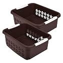 Kuber Industries Multipurpose Rectangle Shape Plastic Storage Basket for Kitchen, Fruit Basket, Office Table, Storage Organizer Medium Pack of 2 (Brown)