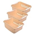 Kuber Industries Multipurpose Rectangle Shape Plastic Storage Basket for Kitchen, Fruit Basket, Office Table, Storage Organizer Large Pack of 3 (Beige)