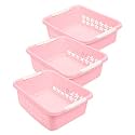 Kuber Industries Multipurpose Rectangle Shape Plastic Storage Basket for Kitchen, Fruit Basket, Office Table, Storage Organizer Small Pack of 3 (Pink)