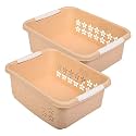 Kuber Industries Multipurpose Rectangle Shape Plastic Storage Basket for Kitchen, Fruit Basket, Office Table, Storage Organizer Large Pack of 2 (Beige)