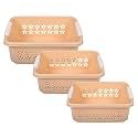 Kuber Industries Multipurpose Rectangle Shape Plastic Storage Basket for Kitchen, Fruit Basket, Office Table, Storage Organizer Small, Medium, Large Pack of 3 (Beige)