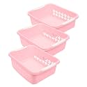 Kuber Industries Multipurpose Rectangle Shape Plastic Storage Basket for Kitchen, Fruit Basket, Office Table, Storage Organizer Medium Pack of 3 (Pink)