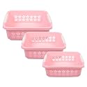 Kuber Industries Multipurpose Rectangle Shape Plastic Storage Basket for Kitchen, Fruit Basket, Office Table, Storage Organizer Small, Medium, Large Pack of 3 (Pink)