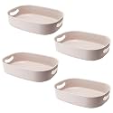 Kuber Industries Multipurpose Small Storage Box With Handle|Basket For Cosmetic, Fruits, Storage "12 L" |Pack of 4| Beige|