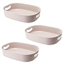 Kuber Industries Multipurpose Small Storage Box With Handle|Basket For Cosmetic, Fruits, Storage "12 L" |Pack of 3| Beige|