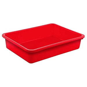 kuber industries multiuses rectangular plastic large tray bin organizer red