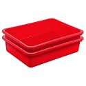 Kuber Industries Multiuses Rectangular Plastic Large Tray, Bin, Organizer Pack of 2 (Red)