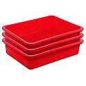 Kuber Industries Multiuses Rectangular Plastic Large Tray, Bin, Organizer Pack of 3 (Red)