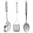 Kuber Industries Multiuses Serving &amp; Cooking Stainless Steel Kitchen Tool &amp; Utensil, Set of 3 (Solid Turner &amp; Ladle &amp; Slotted Turner) (Silver)
