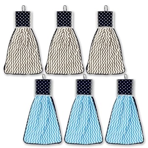 kuber industries pack of 6 soft cotton hand kitchen towel with hanging loop  double sided hand towels for wash basin amp bathroom  easy to wash amp reusable  zig zag pattern  multi