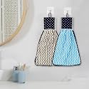 Kuber Industries Pack of 2 Soft Cotton Hand Kitchen Towel with Hanging Loop | Double Sided Hand Towels for Wash Basin & Bathroom | Easy to Wash & Reusable | Zig Zag Pattern | Multi