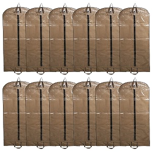 kuber industries non woven 12 pieces long suit sherwani cover brown -ctktc5882