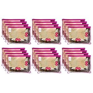 kuber industries non woven 24 pieces single packing saree cover set pink-kubmart2819