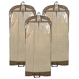 kuber industries non woven 3 pieces long suit sherwani cover brown -ctktc5872