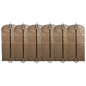 kuber industries non woven 6 pieces long suit sherwani cover brown -ctktc5880