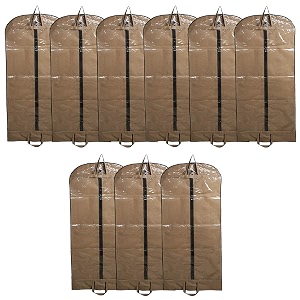 kuber industries non woven 9 pieces long suit sherwani cover brown -ctktc5881