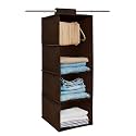 Kuber Industries Non Woven Hanging 4 Shelves Foldable Wardrobe Organizer- (Brown)-HS40KUBMART23985