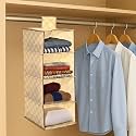 Kuber Industries Non Woven Hanging 4 Shelves Foldable Wardrobe Organizer- (Brown)-HS40KUBMART23985