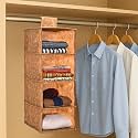 Kuber Industries 2 Pcs Foldable 4 Shelf Hanging Closet Organizer | Perfect for Daily Clothes/Garment | Multipurpose Wardrobe/Cupboard/Almirah Hanging Cloth Organizer | New Flower - Brown