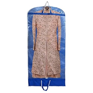 kuber industries non woven foldable long tranasparent garment cover for for sherwani coat kurti amp more with zipper blue-47km01263