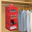 Kuber Industries Non Woven Hanging 4 Shelves Foldable Wardrobe Organizer- (Brown)-HS40KUBMART23985
