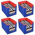 Kuber Industries Non-Woven Foldable Shirt Stacker Closet Organizer With Handles- Pack of 4 (Red & Blue)-HS43KUBMART26532