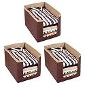 Kuber Industries Non-Woven Foldable Shirt Stacker Closet Organizer With Handles- Pack of 3 (Brown)-HS43KUBMART26550