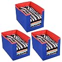 Kuber Industries Non-Woven Foldable Shirt Stacker Closet Organizer With Handles- Pack of 3 (Red &amp; Blue)-HS43KUBMART26530
