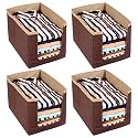 Kuber Industries Non-Woven Foldable Shirt Stacker Closet Organizer With Handles- Pack of 4 (Brown)-HS43KUBMART26552
