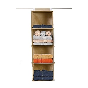 kuber industries fabric non woven foldable 4 shelf closet hanging organizerwardrobe organizer pack of 2 brown-hs40kubmart23988