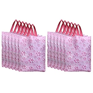kuber industries cotton reusable grocery shopping bag with handlegoodies bag promotional bag for birthdaysize 26 x 11 x 38pack of 12 pink