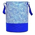Kuber Industries Non-Woven Round Laundry Basket For clothes|Metalic Print Foldable Toy Storage Organizer|Reinforced Handle With Sturdy Base 45 LTR|Pack of 2 (Beige)