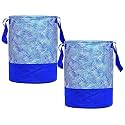 Kuber Industries Non-Woven Round Laundry Basket For clothes|Metalic Print Foldable Toy Storage Organizer|Reinforced Handle With Sturdy Base 45 LTR|Pack of 2 (Beige)