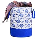 Kuber Industries Non-Woven Round Laundry Basket For clothes|Metalic Print Foldable Toy Storage Organizer|Reinforced Handle With Sturdy Base 45 LTR|Pack of 2 (Beige)