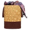 Kuber Industries Waterproof Canvas Laundry Bag/Hamper|Metalic Printed With Handles|Foldable Bin & 45 Liter Capicity|Size 37 x 37 x 46, Pack of 1 (Brown)