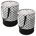 Kuber Industries Non-Woven Round Laundry Basket For clothes|Polka Dots Print Foldable Toy Storage Organizer|Reinforced Handle With Sturdy Base 45 LTR|Pack of 2 (White)