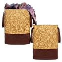 Kuber Industries Waterproof Canvas Laundry Bag/Hamper|Metalic Printed With Handles|Foldable Bin &amp; 45 Liter Capicity|Size 37 x 37 x 46, Pack of 1 (Brown)