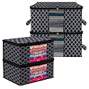 Kuber Industries Saree Cover &amp; Underbed Stoarge Bag Set | 2 Pieces Saree &amp; 2 Pieces Underbed Storage Bag Combo Set | Zipper Closure &amp; Handle | Wooden-Texture-Design | Set of 4 | Brown