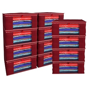kuber industries non woven saree covers with zipsaree covers for storagesaree packing covers for weddingpack of 12 maroon