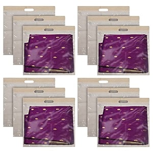 kuber industries non-woven single saree covers with transparent window with handle pack of 3 pink