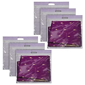 kuber industries non-woven single saree covers with transparent window with handle pack of 6 purple