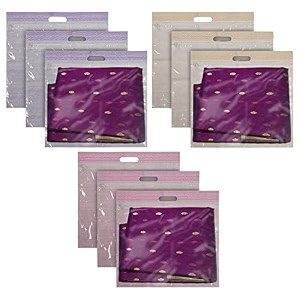 kuber industries non-woven single saree covers with transparent window with handle pack of 3 pink
