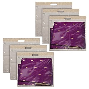 kuber industries non-woven single saree covers with transparent window with handle pack of 3 pink