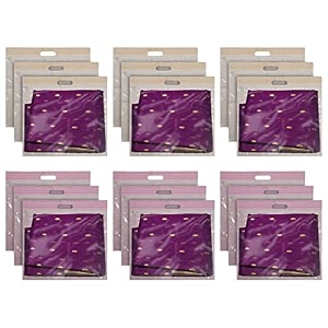 kuber industries non-woven single saree covers with transparent window with handle pack of 3 pink