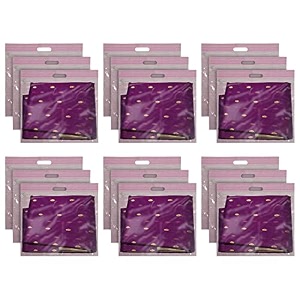 kuber industries non-woven single saree covers with transparent window with handle pack of 3 pink